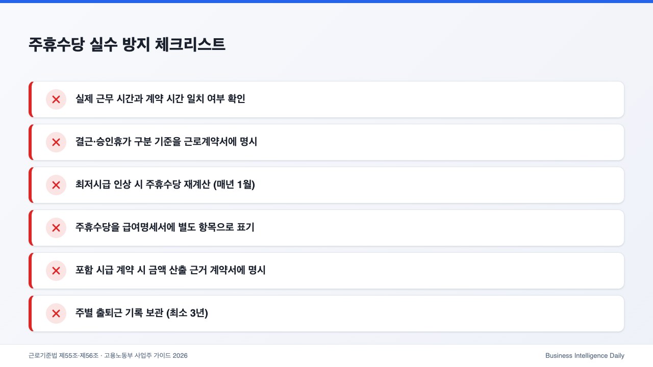 주휴수당 실수 방지 체크리스트