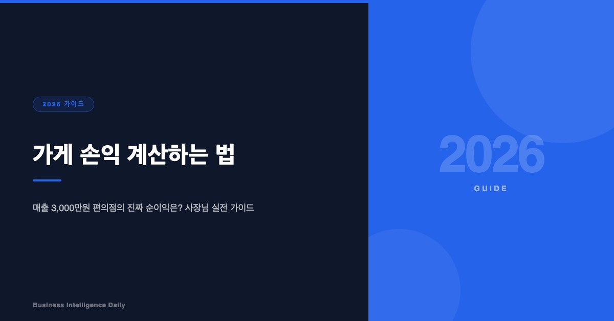 가게 손익 계산하는 법: 2026 사장님 가이드