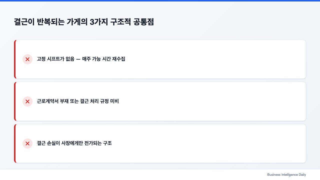결근이 반복되는 가게의 3가지 구조적 공통점