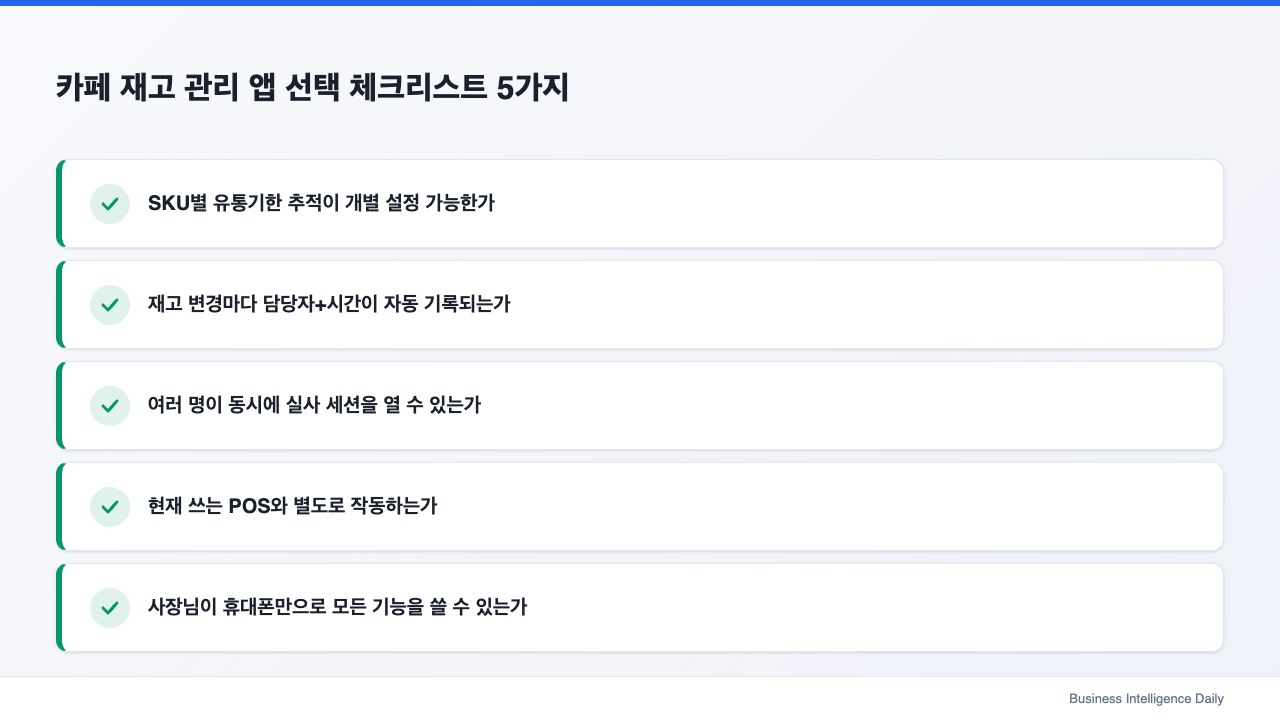 카페 재고 관리 앱 선택 체크리스트 5가지