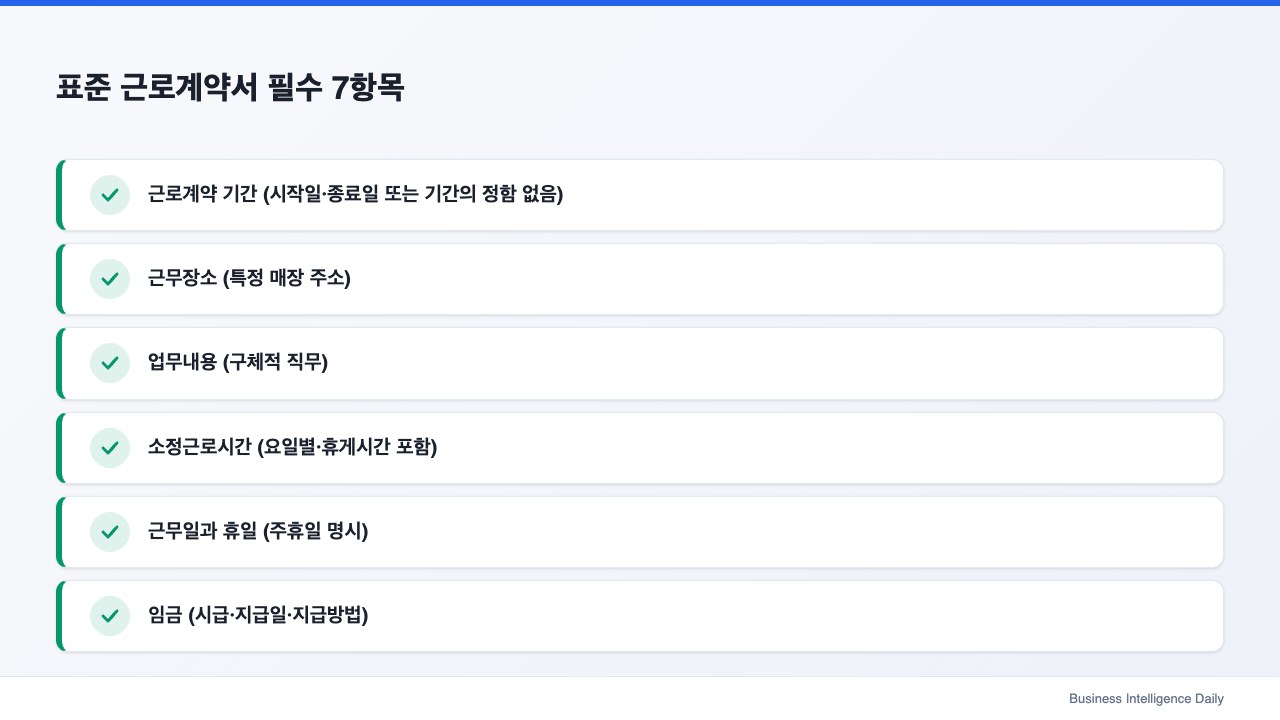 표준 근로계약서 필수 7항목