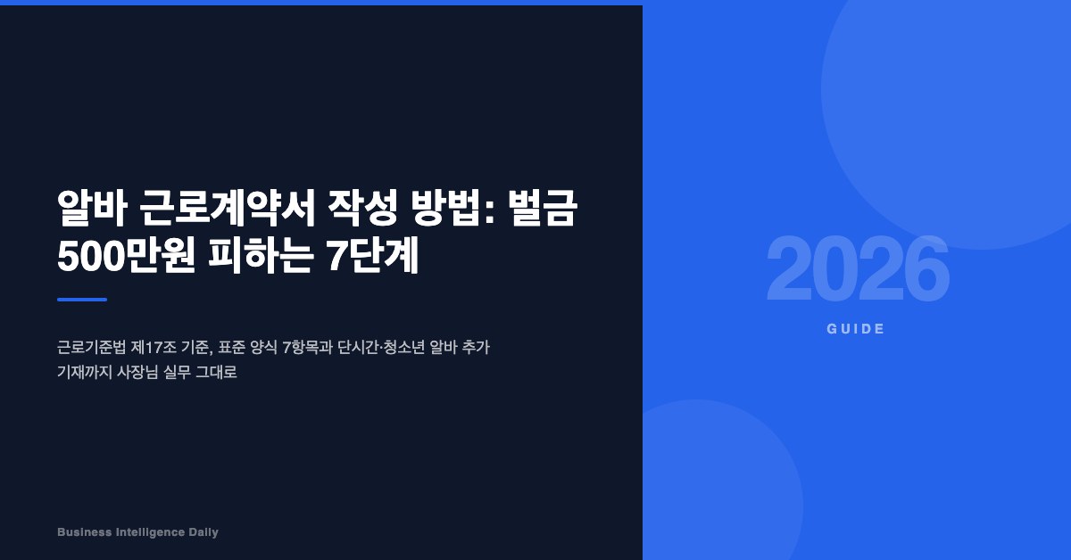 알바 근로계약서 작성 방법: 벌금 500만원 피하는 7단계