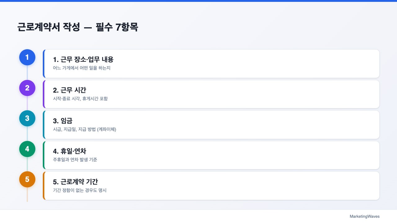 근로계약서 작성 — 필수 7항목