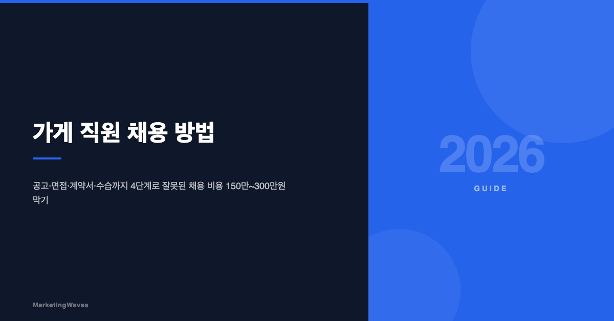 가게 직원 채용 방법: 2026 실전 가이드