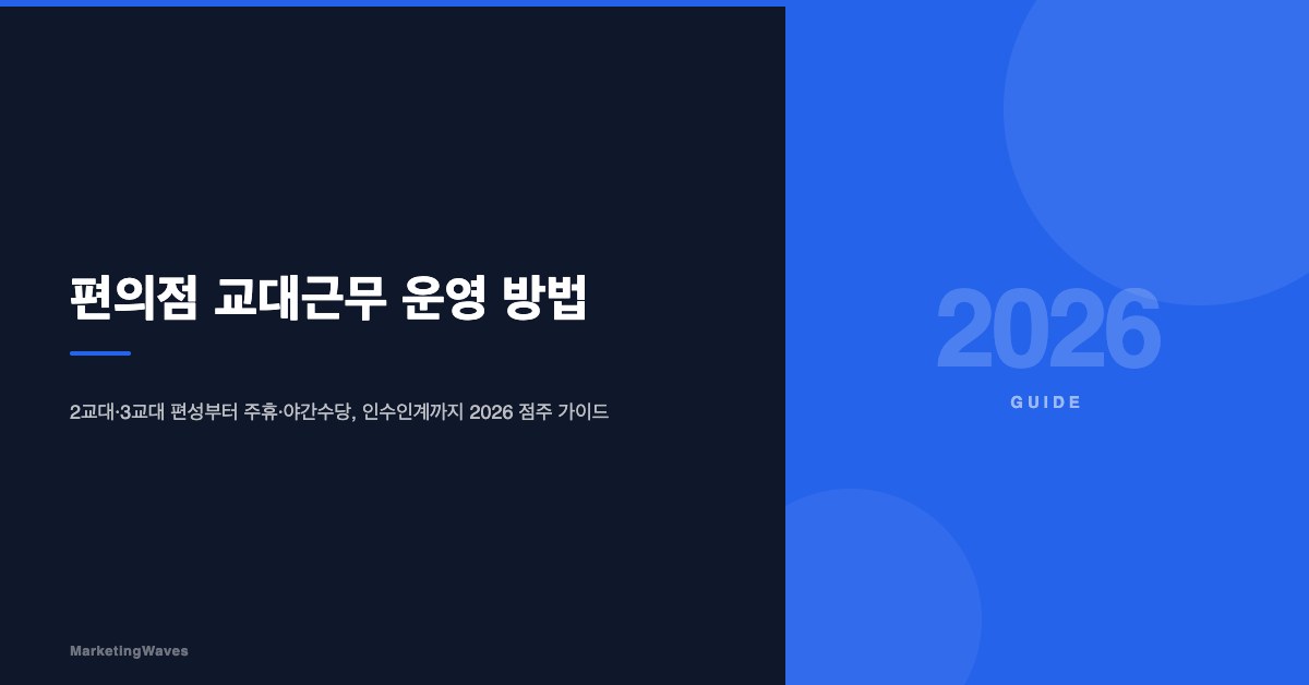 편의점 교대근무 운영 방법: 2026 점주 가이드