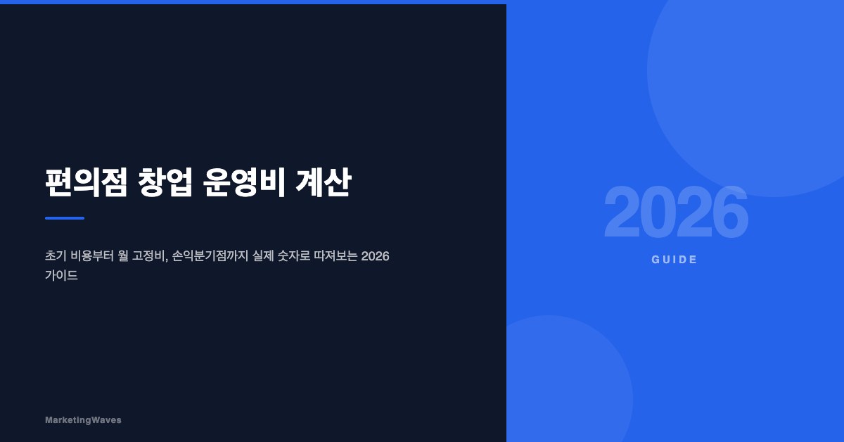 편의점 창업 운영비 계산: 2026 실전 가이드