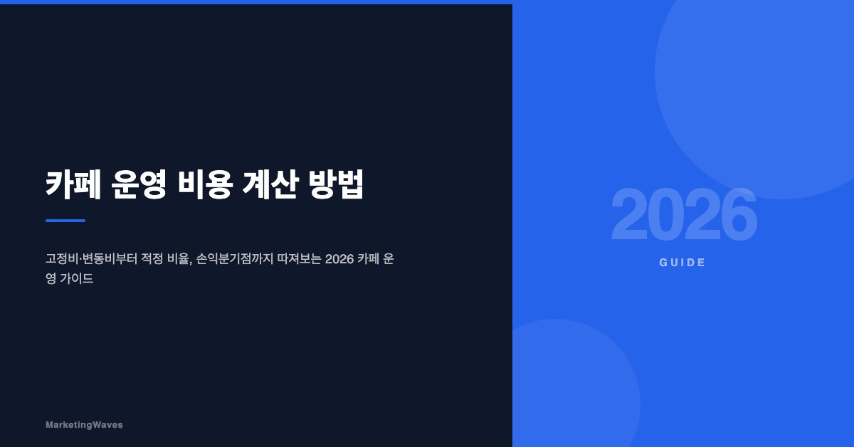 카페 운영 비용 계산 방법: 2026 가이드